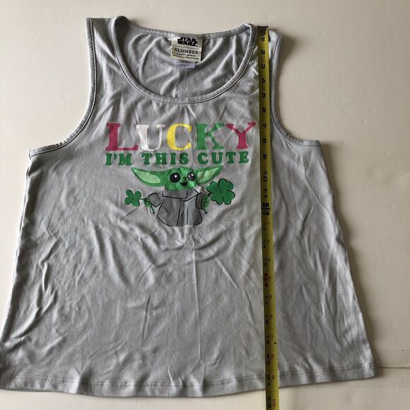 Star Wars Slumber  Women’s Baby Yoda Pajama Tank  "Lucky I'm This Cute"  Small - Picture 7 of 10